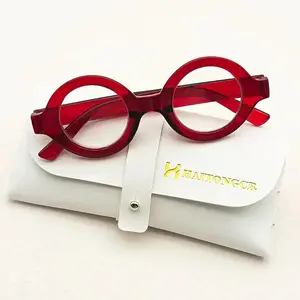 HAITONGCR-Fashionable ladies' reading glasses with round frame, red and snake pattern, suitable for reading, reading glasses for woman