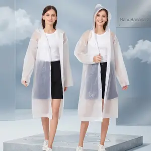 Reusable Waterproof Rain Ponchos for Adults - Hooded EVA Rain Coats Rain Jackets Rainwear for Women Men, Pack of 2, Lightweight Portable Outdoor Emergency Gear Perfect for Hiking Camping Travel