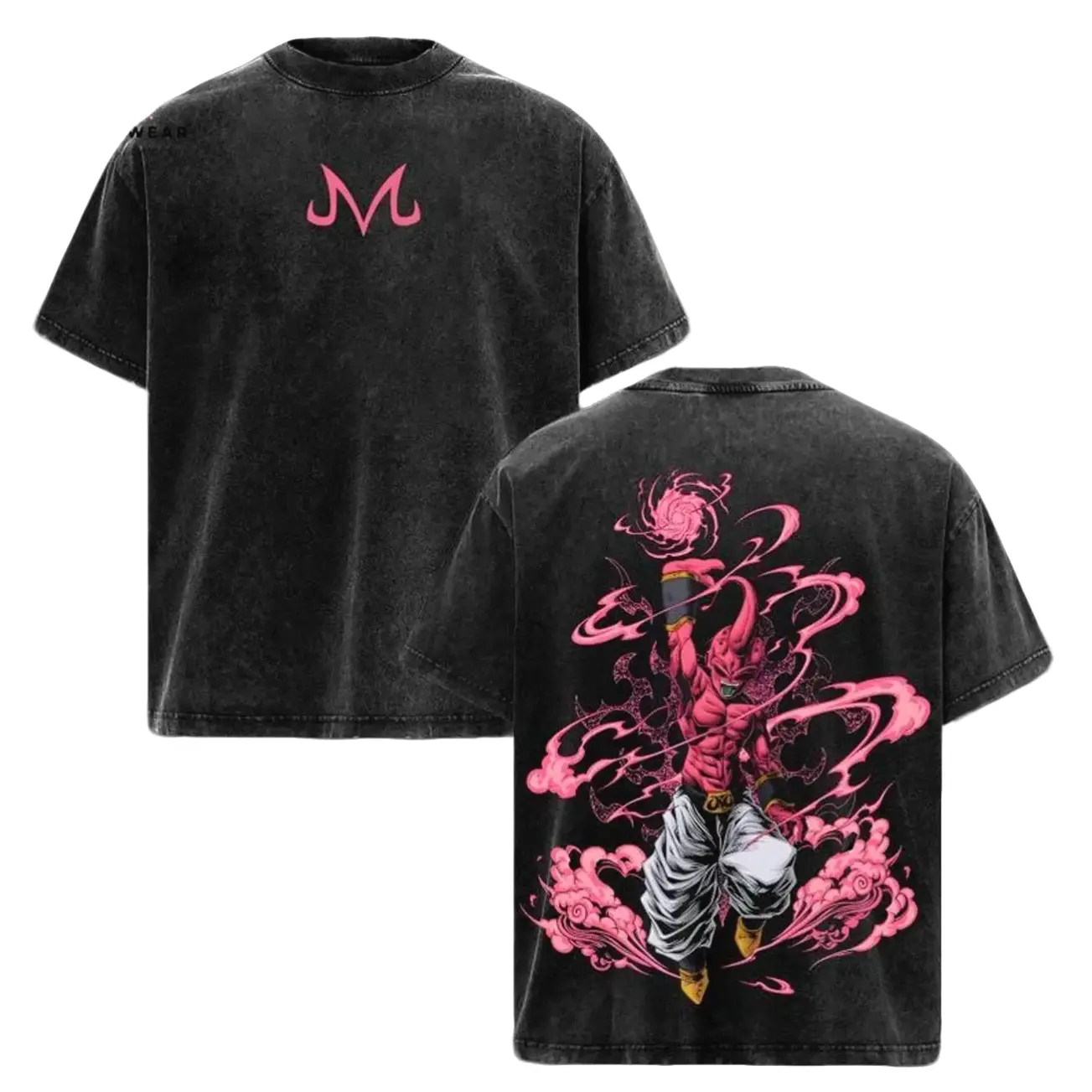 Vintage DBZ "Evil Buu" Vintage Unisex Oversized Anime Manga Acid Washed Cotton T-shirt, graphic tee,anime merch fan, outfits men S
