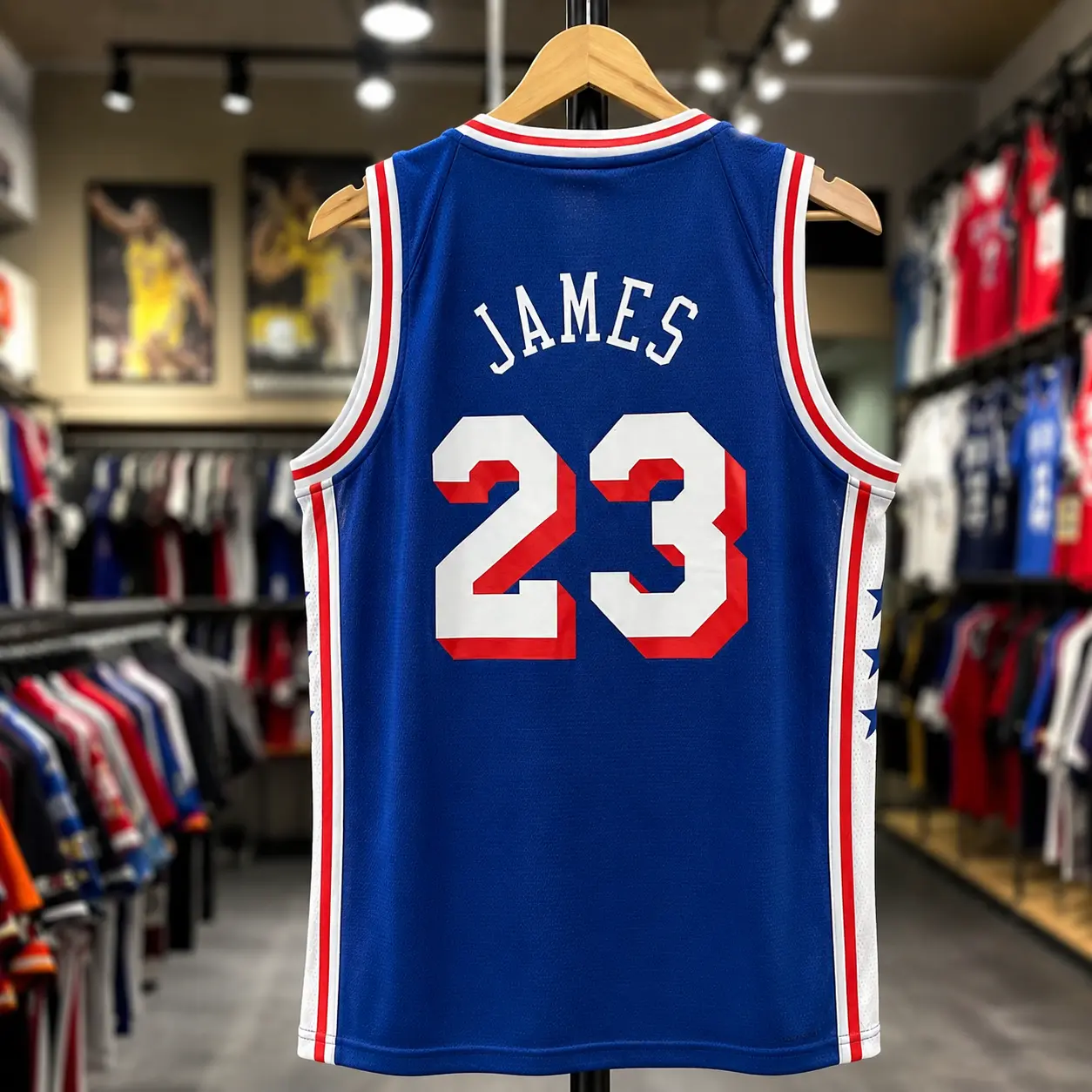 Blue James 26-27 Basketball Jersey, Lightweight Mesh Athletic Top, Moisture-Wicking Sleeveless Shirt for Game Day