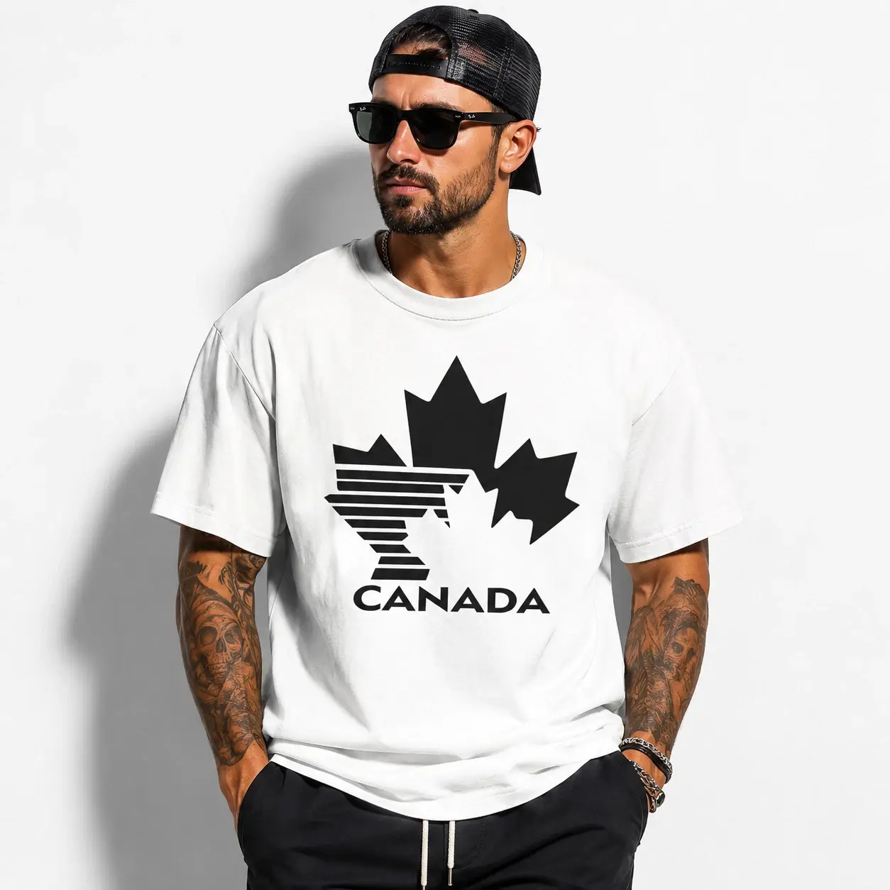 Canada Maple Leaf Graphic T-Shirt Canadian Pride Flag Style Casual Tee
