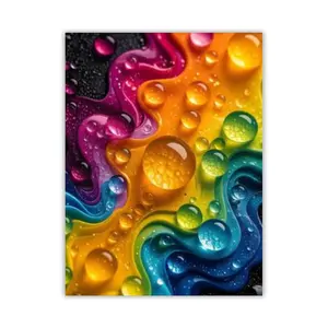Customized 280G flannel blanket Vibrant Rainbow Swirls Of Liquid With Glistening Water Droplets On Dark Textured Surface