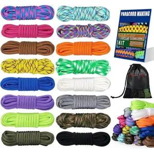 16 Colors Paracord Cord, 550 Paracord Bracelet Crafting Combo Kits with Instruction - Multifunction Paracord Ropes, 10  Each Parachute Cord for DIY Manual Braiding Supplies