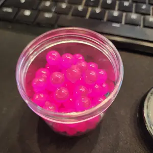 2 OZ Jar 80 Pieces Garlic Scented 10mm Single Rubber Eggs Floating FL Pink for Carp Trout Steelhead Salmon Made in USA by Veteran