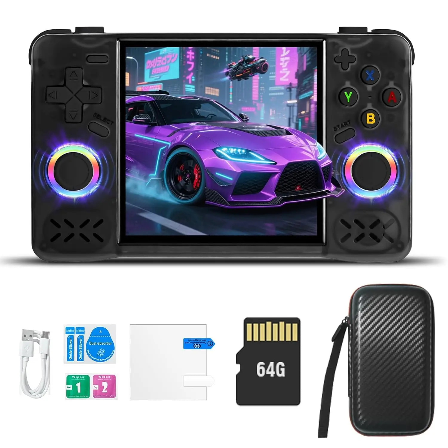 XF40H Handheld Retro Game Console, 4.0 IPS Screen, 26 Emulators, 64GB Memory Card, Portable Gaming Console, Classic Games, Wireless Portable Console, Perfect Gift!