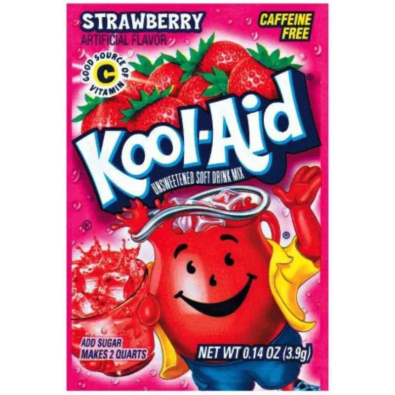 48-Pack Kool-Aid Strawberry Flavored Drink Powder Bundle, Refreshing Beverage Mix for Hydration