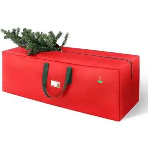 Christmas Tree Storage Bag, 7.5ft Artificial Xmas Tree Storage Box,  Oxford Material with Durable Handles & Zipper, Protects from  & Dust (Red)