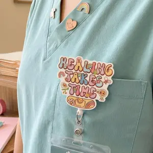 Glitter My Badge Healing badge reel for nurse and hospital workers. Badge clip Badge pull Retractable swivel clip with a 360 rotation. Great gift for coworker.