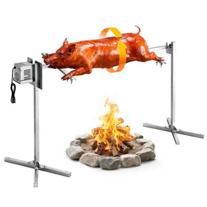 【FathersDayGift】 VEVOR Rotisserie Grill, AC120V 8 Level Height Electric Rotisserie Grill Kit, BBQ Grills Rotisseries Kit with 132 lbs Load Capacity, 38W Motor, Stainless Steel Automatic Grilling Kits for Parties