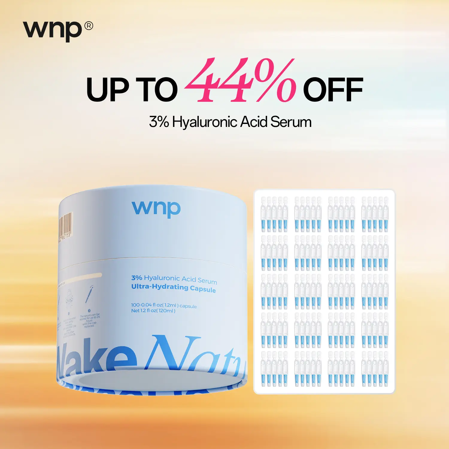 [WNP Official] Ultra-Hydrating Serum -Vegan|4D Hyaluronic Acid Tubes*100|Hydrate| 3%Hyaluronic Acid Glass Skin Single-Use Vials SkincareComfort Hyalur