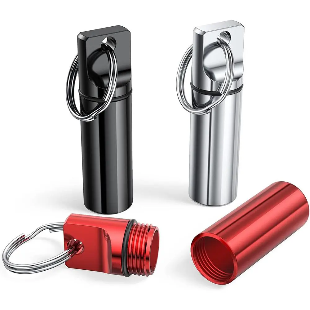 Portable Pill Box Keychain, Aluminum Alloy Mini Pill Organizer Case Container, Dustproof Medicine Organizer, Portable Vitamin Organizer, Waterproof Metal Pill Holder Medicine Bottle For Outdoor Camping Travel