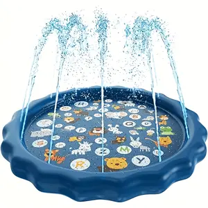 Portable Foldable 3-in-1 Splash Pad, Sprinkler Kids Pool for Learning, Durable PVC Design, Durable Outdoor Dog Bath with Water Spray, 39'' Outside Water Toys – Summer Gift!