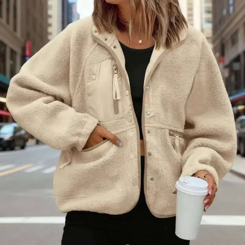 Women's Fleece Jacket Sports Casual Sweater Top for Autumn and Winter