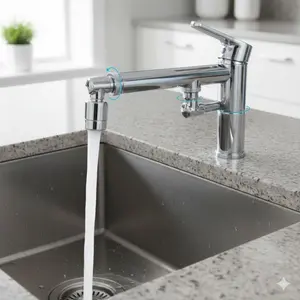 Flexible Kitchen Faucet Extender, Adjustable Gooseneck Arm Spray Nozzle with Swivel Adapter, Splash-Free Aerator and Dishwashing Filter, Tool-Free Anti-Splash Sink Device for Multi-Angle Use, Faucet Aerator Extension