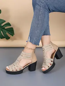 Summer Fashion Rhinestone Hollow Out High Heel Roman Sandals, Gladiator Strappy Sandals, Elegant Fashionable Sandals, Soft Sole Anti-Slip, Comfortable Breathable, Elegant Ladies Shoes