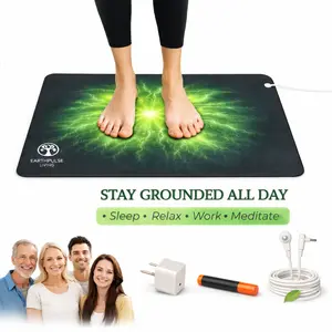 Grounding Mat for Desk & Floor – Conductive Carbon Earthing Pad with 15ft Cord | Non-Slip Wellness Mat for Relaxation, Sleep & Daily Routine (24x16 inch)