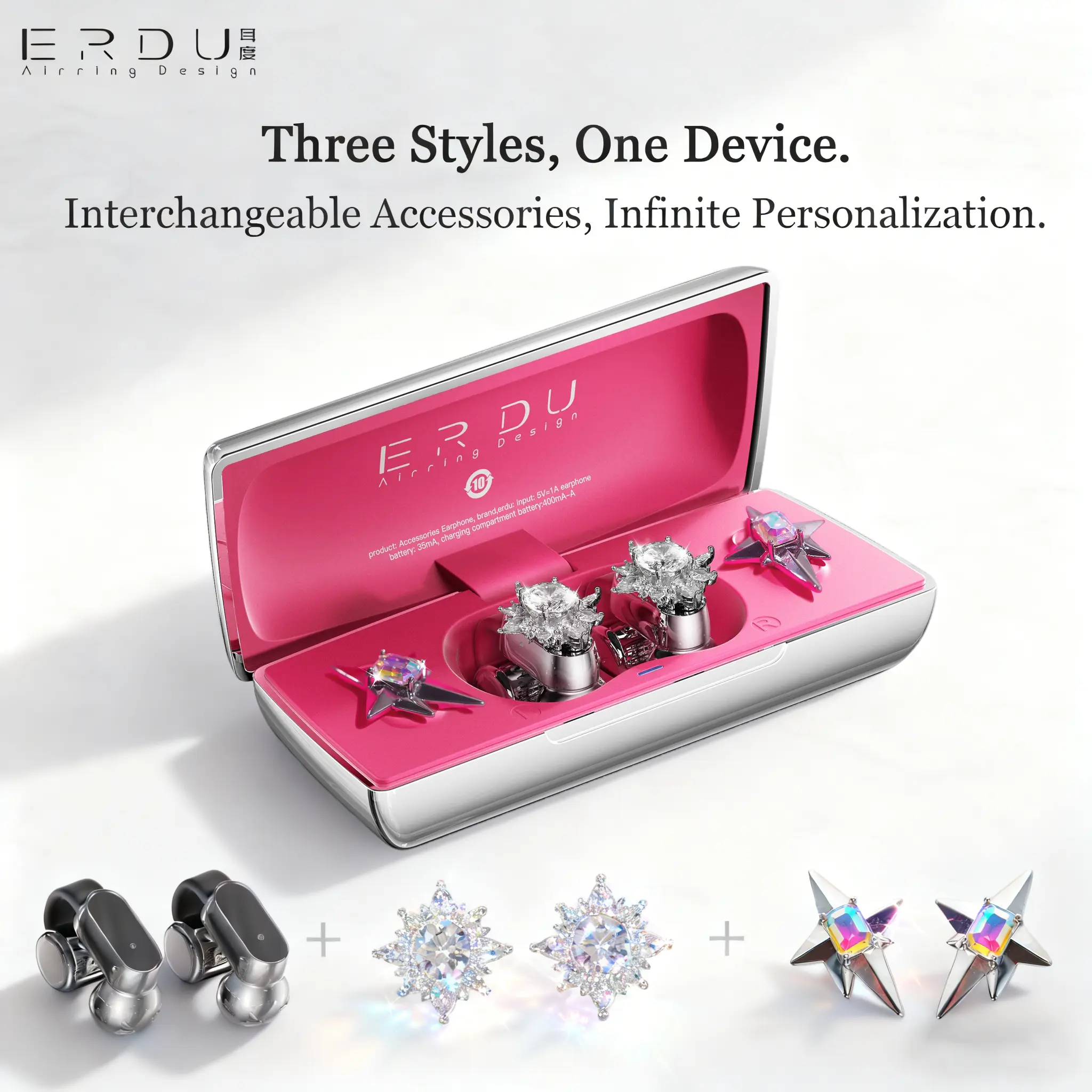 ERDU Air Note Wireless Earbuds with Interchangeable Ear Clips