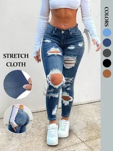 NVFelix Women's Skinny Ripped Trendy Aesthetic Fit Jeans Distressed Stretchy Denim Pants Streetwear