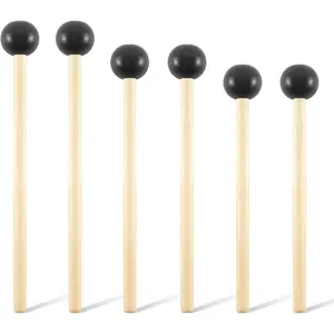 6 count Xylophone Mallets Drum Mallets, with Rubber  and Handle Percussion Mallets Set Tongue Drum Bell, for Tongue Drum or Keyboard Music (3 Pair)
