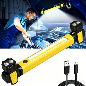 Rechargeable LED Work Light,Under Hood Work Light, 3000LM Magnetic LED Light Bar with Hooks, Hands-Free Super Bright Cordless Rechargeable Light, for Mechanic Car Repair Garage