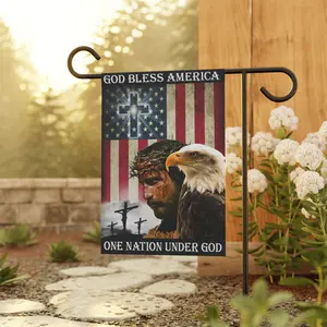 One Nation Under God Flag Patriotic God Bless America Flag Christian American Jesus Garden Flags for Outside 12x18 Double Sided 4th of July Memorial Day Easter Outdoor House Decorations