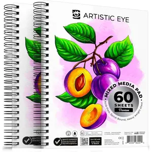 9x12 Premium Mixed Media Sketchbooks: Pack of 2 (120 Sheets), 160 GSM, Spiral Bound Sketch Pads, Suitable for a Variety of Wet and Dry Media, Ideal for All Artists