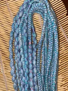Frozen dreadlock extensions, braids, light blue, silver