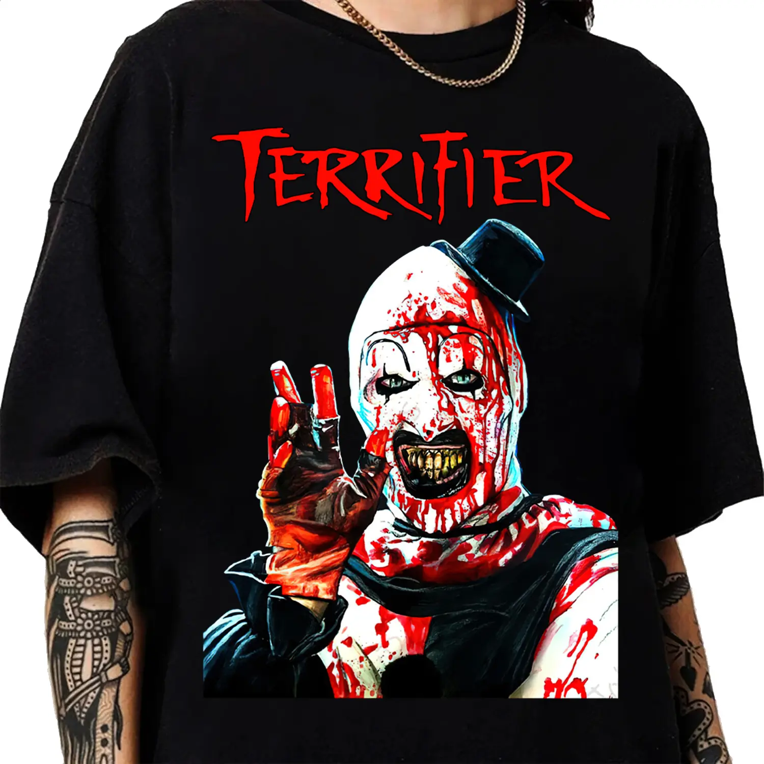 Terrifier  T-Shirt, Scary Movie Poster T Shirt, Gift for Her, Gift for Him, Horror Movie Fan Shirt, Stylized Horror Movie Graphic Tee.