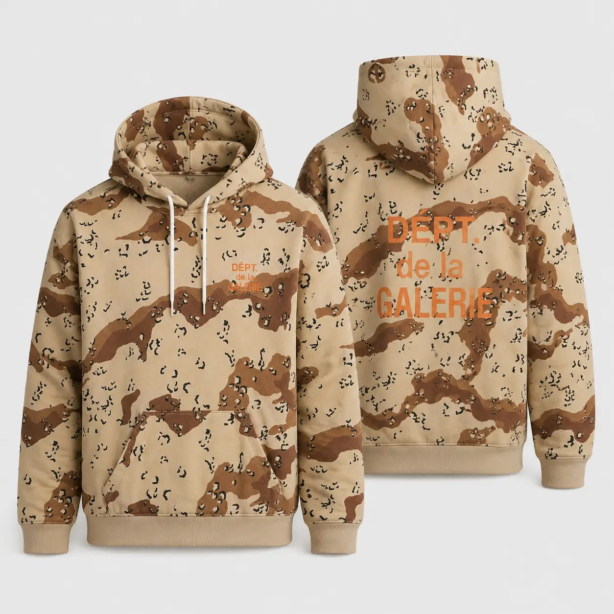 Gallery Dept. French Collector Camo Hoodie, Men's Dépt. de la Galerie Graphic Pullover Streetwear Sweatshirt