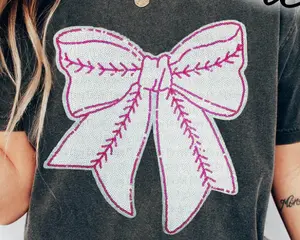 Baseball bow Sequin applique patch