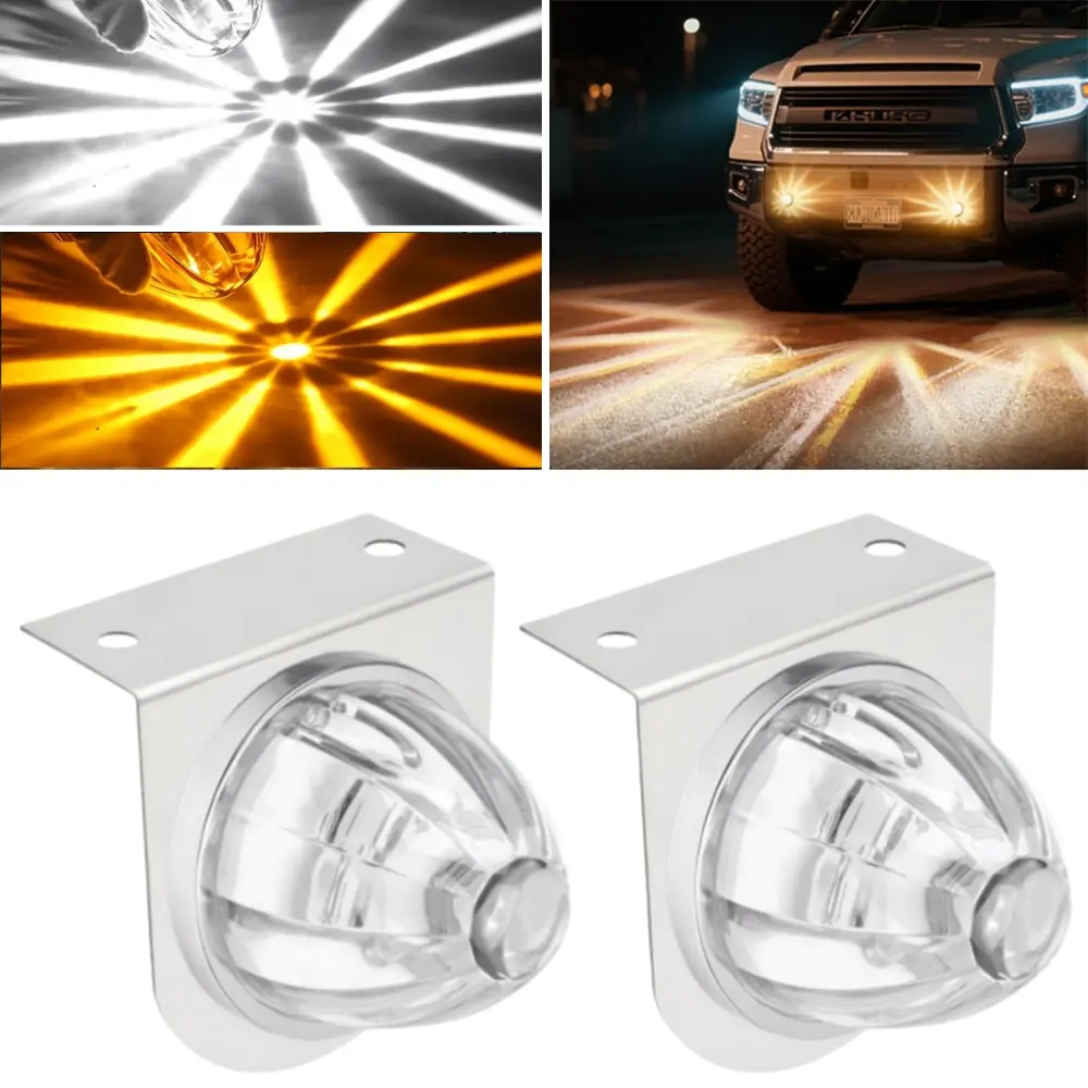 2PCS Starburst Marker Lights Dual Color LED Watermelon Lights 12V 24V Trailer Water Melon Under Glow Lights For Semi Truck
