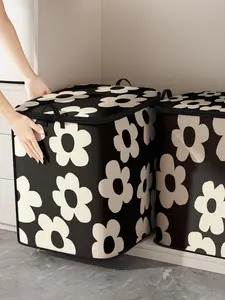 Floral Pattern Bag Organizer, Large Capacity Clothing Storage Bag Organizer, Collapsible Bag with Strong Zipper, Travel Clothes Organizer, Suitable for Blankets, Bedding