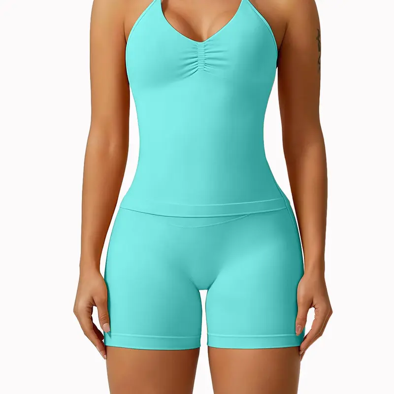 Women's Sleeveless Ruched Back Design Top, Sleeveless Gym Tops, Yoga Workout Vest, Breathable Yoga for Gym Workouts and Running, Athletic Activewear, Fitness Clothes, Athletic Apparel Tops, Fitness Exercise Wear, Sports Clothes