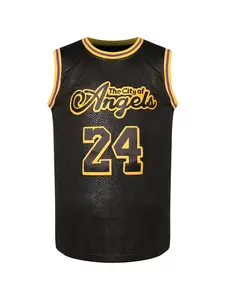 Black Basketball Jersey, Front 24 Back 8 Legend Printed for Adults Game Training