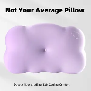 Cool Touch Cooling Cloud Contour Cervical Pillow - Ergonomic Breathable Memory Foam, Neck Support Design for Hot Sleepers, Suitable for Side, Back and All Sleeping Positions