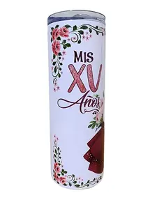 Customized XV Quinceañera  20 oz Skinny Tumblers, Perfect gift, Birthday present Bottle Drinkware Lid Straw Drink Portable