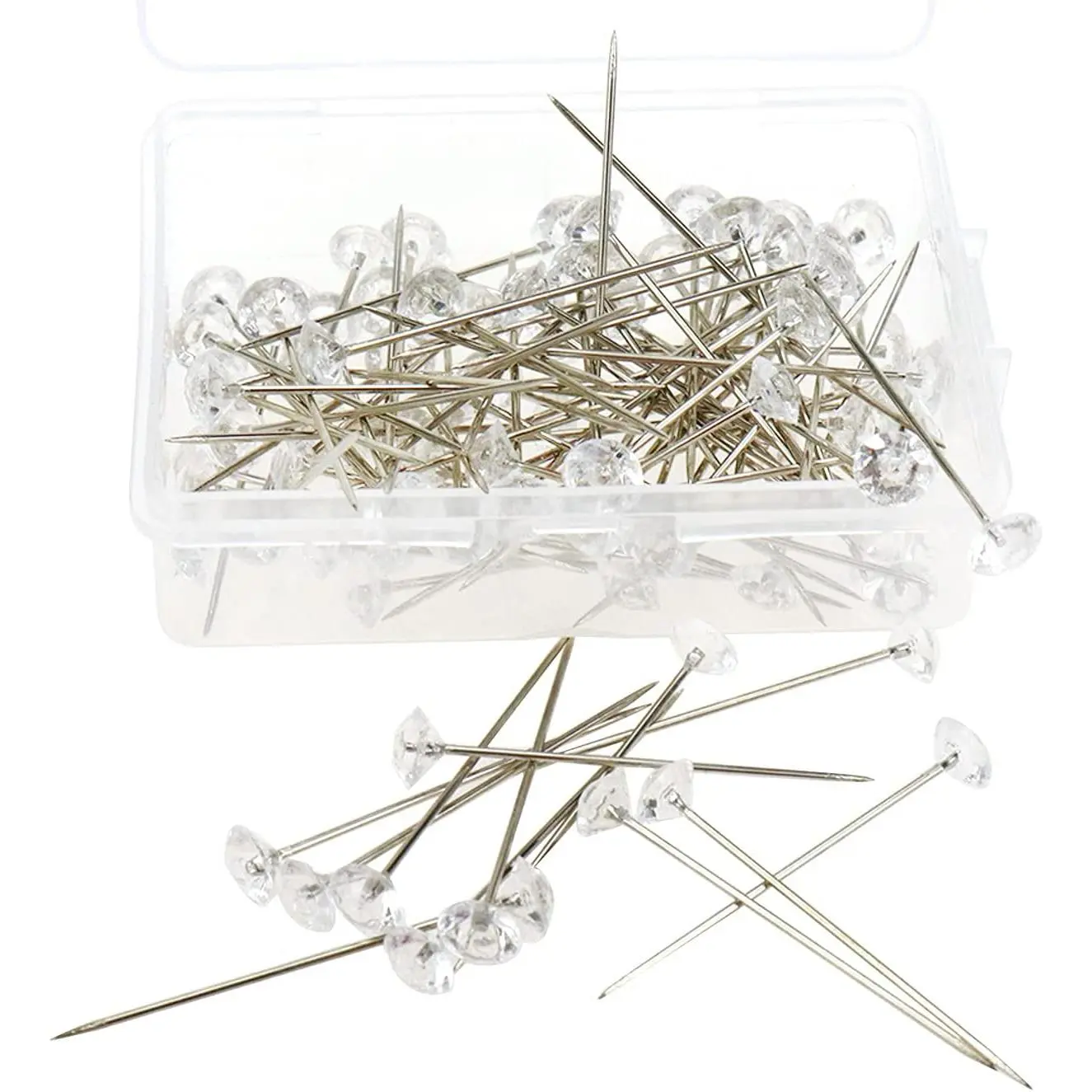 100 count Transparent White Sewing Pins, 38mm/1.5Inch    Pins   Corsage Pins for Dressmaking  Components Flower Decoration