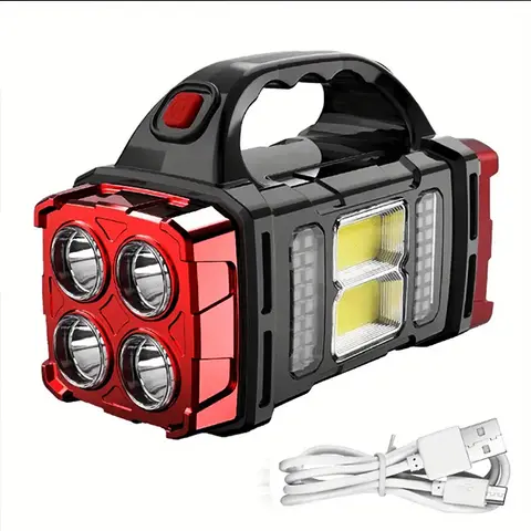 DEBARK LED EDC High Lumen Flashlight - 4 Military-Grade LEDs, 2-In-1 Solar Hand Light & USB Rechargeable, 4 Lighting Modes, Portable Dual Fuel ABS Plastic Camping Emergency Torch,home decor