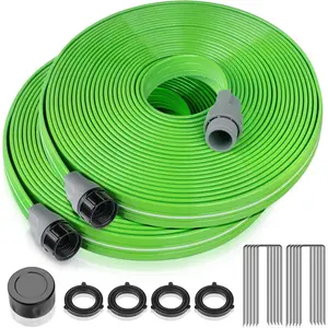 Sprinkler soaker hose for yard 100 ft heavy duty garden water hoses with stakes sprinklers system for lawn flexible drip irrigation tubing 50ft x