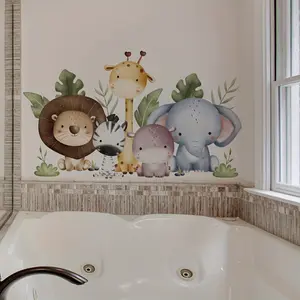 A (30*50cm) elephant and giraffe forest animal decorative wall sticker art stickers for living room, bedroom, home background decoration M18625