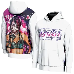 Asuka Blossom White Hoodie, Anime Inspired Floral Sweatshirt, Empress Of Tomorrow Japanese Style Gift, Cute Superstar Energy Wrestling Streetwear