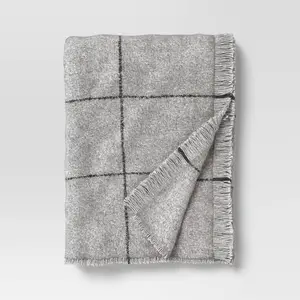Windowpane Boucle Throw Blanket Cray/Charcoal - Threshold