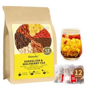 Vitavalor Natural Kidney & Liver Health Tea with Dandelion, Chrysanthemum,Orange peel, Wolfberry, Cassia Seed, Orange Peel, Gardenia, and Licorice in Bags，12 Bags , Caffeine-Free, Non-GMO, 12 Bags
