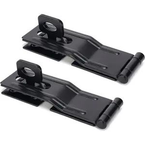 4-1/2" Swivel Staple Safety Hasps Gate Door Hasp Latches Packlock Clasp Locking with Twist Knob for Fence Gate Cabinet Black 2 Pack
