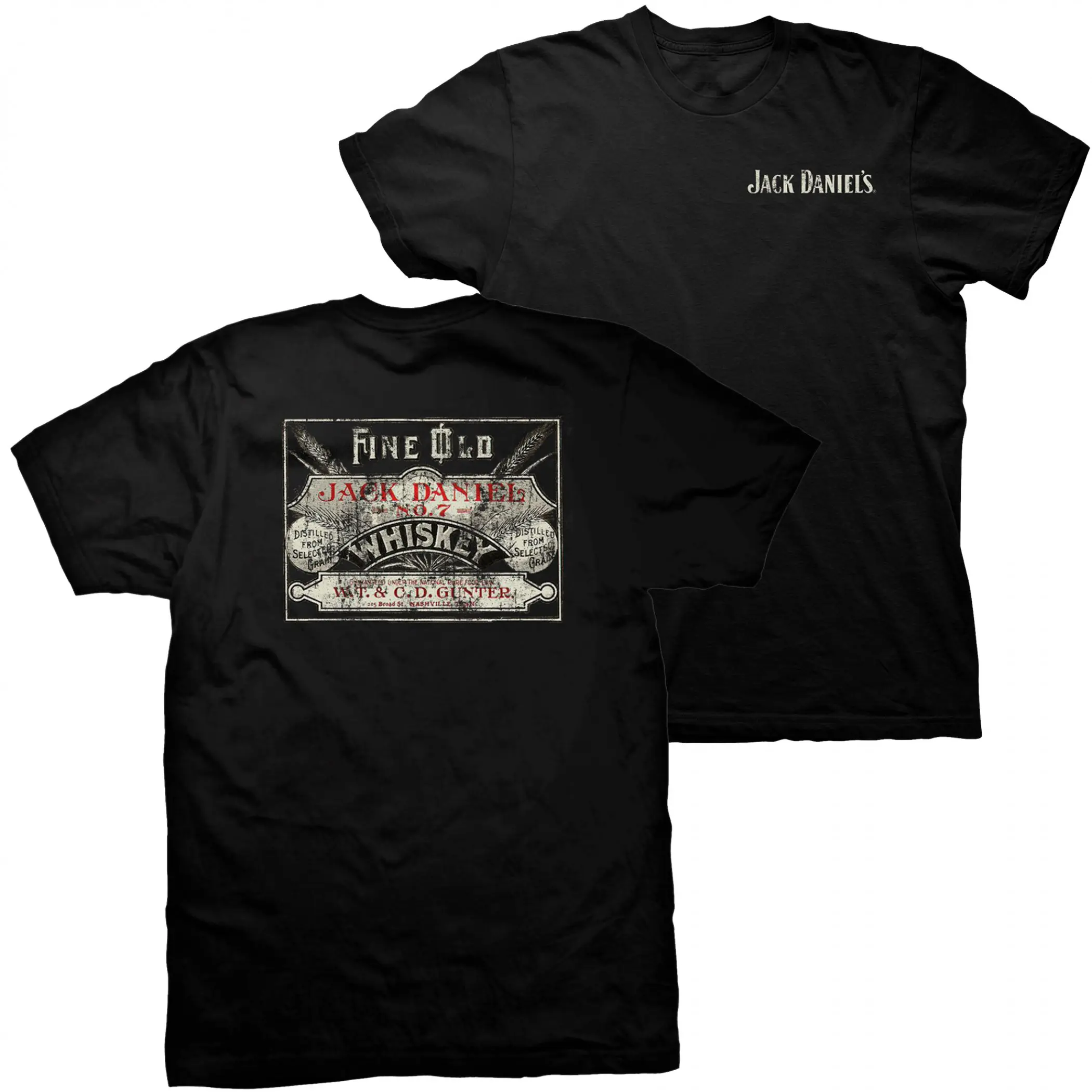 JACK DANIEL'SS NO.7 FINE OLD WHISKEY WORN  BLACK T-SHIRT