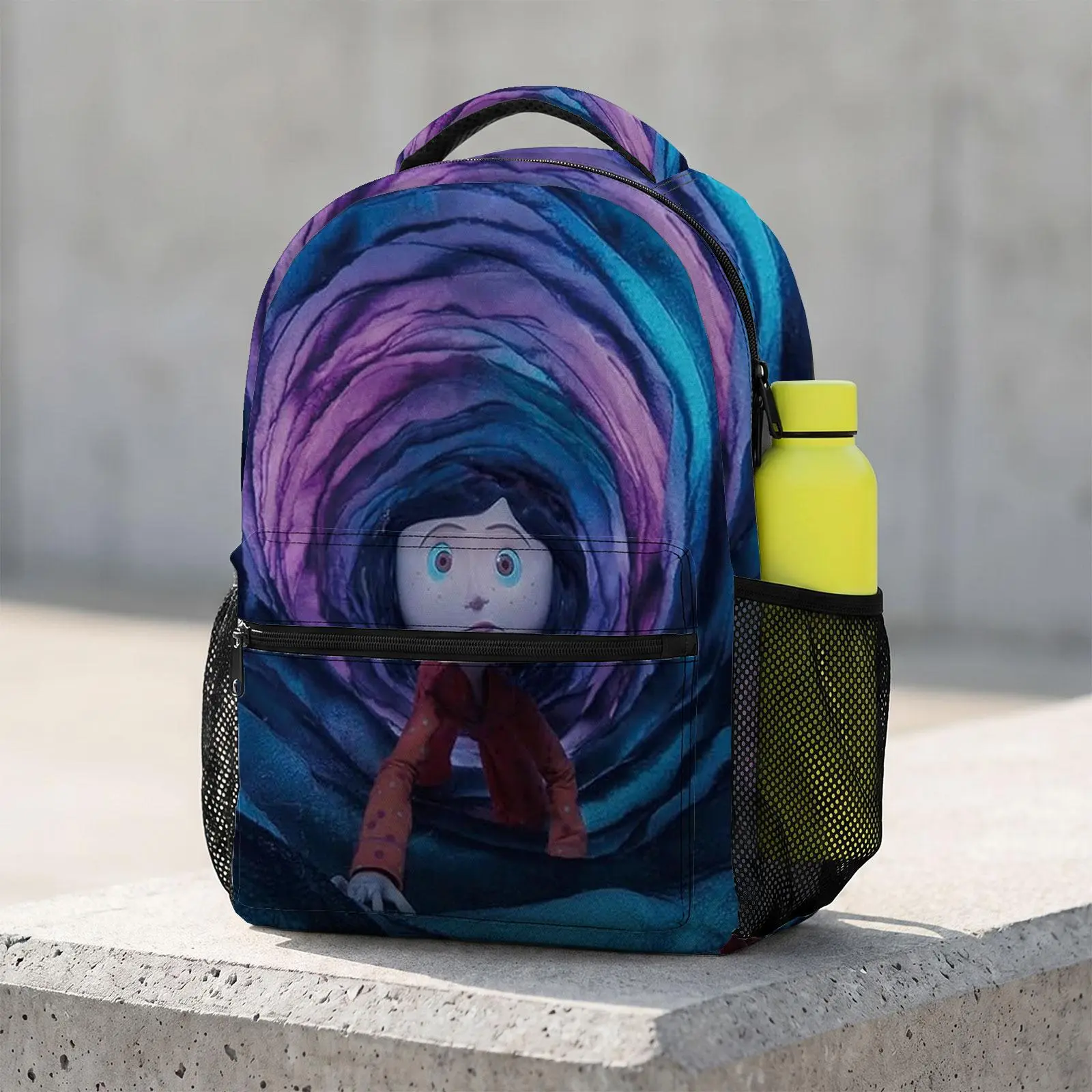Coraline Cute Cartoon Animal School Bag with Laptop Sleeve | Comfort Padded Print Backpack | Anti-Slip Lightweight Travel Pack for Students