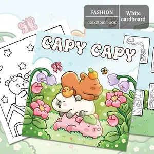 1PC CAPY CAPY Cute Capybara Coloring Book for Adults, high-quality coloring paper, full of capybara flower details, relaxing and stress-relieving, enhances creative coloring, leisure and entertainment, a perfect Christmas gift.