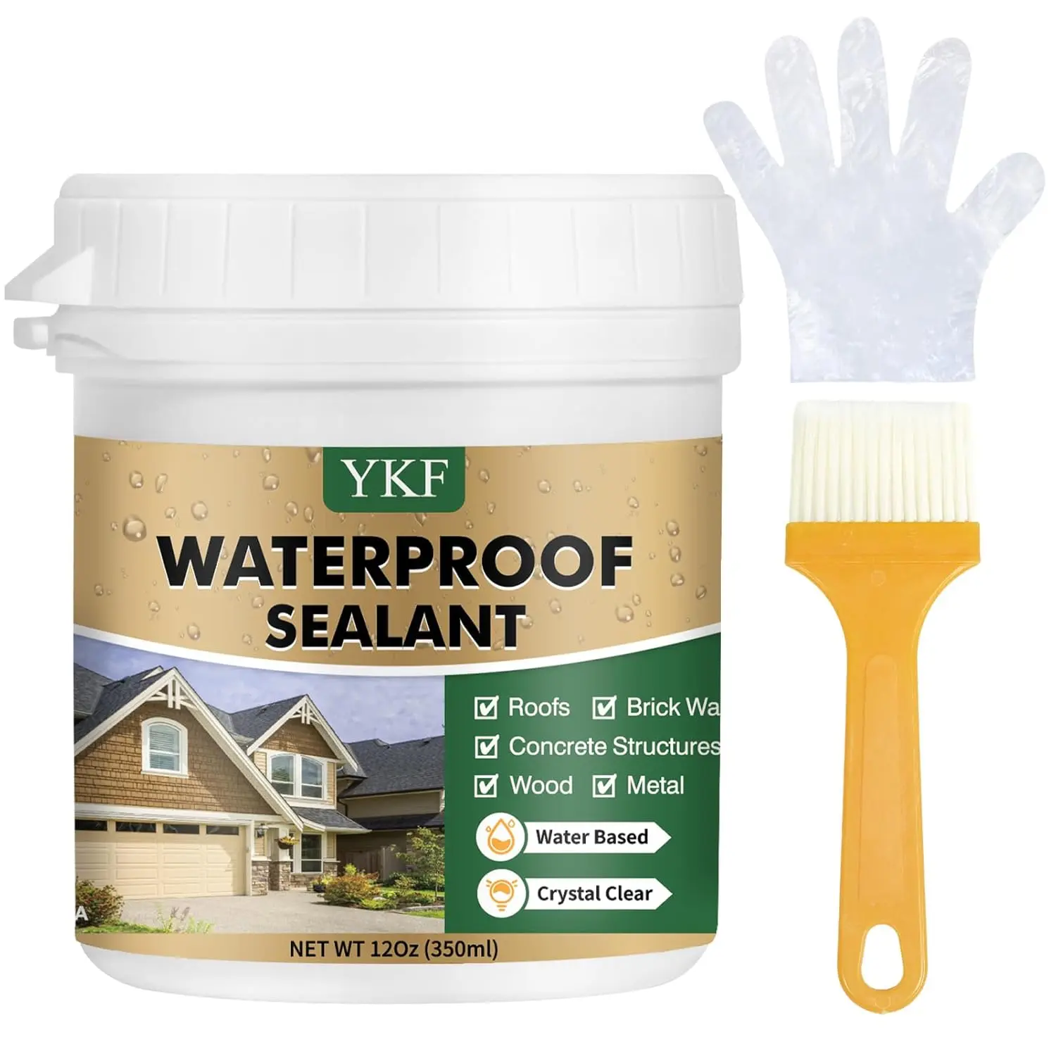 YKF Transparent Waterproof Sealant 12 Oz, Clear-Based Invisible Leak Repair Coating for Roofs,,, Shower,, Indoor & Waterproof Agent