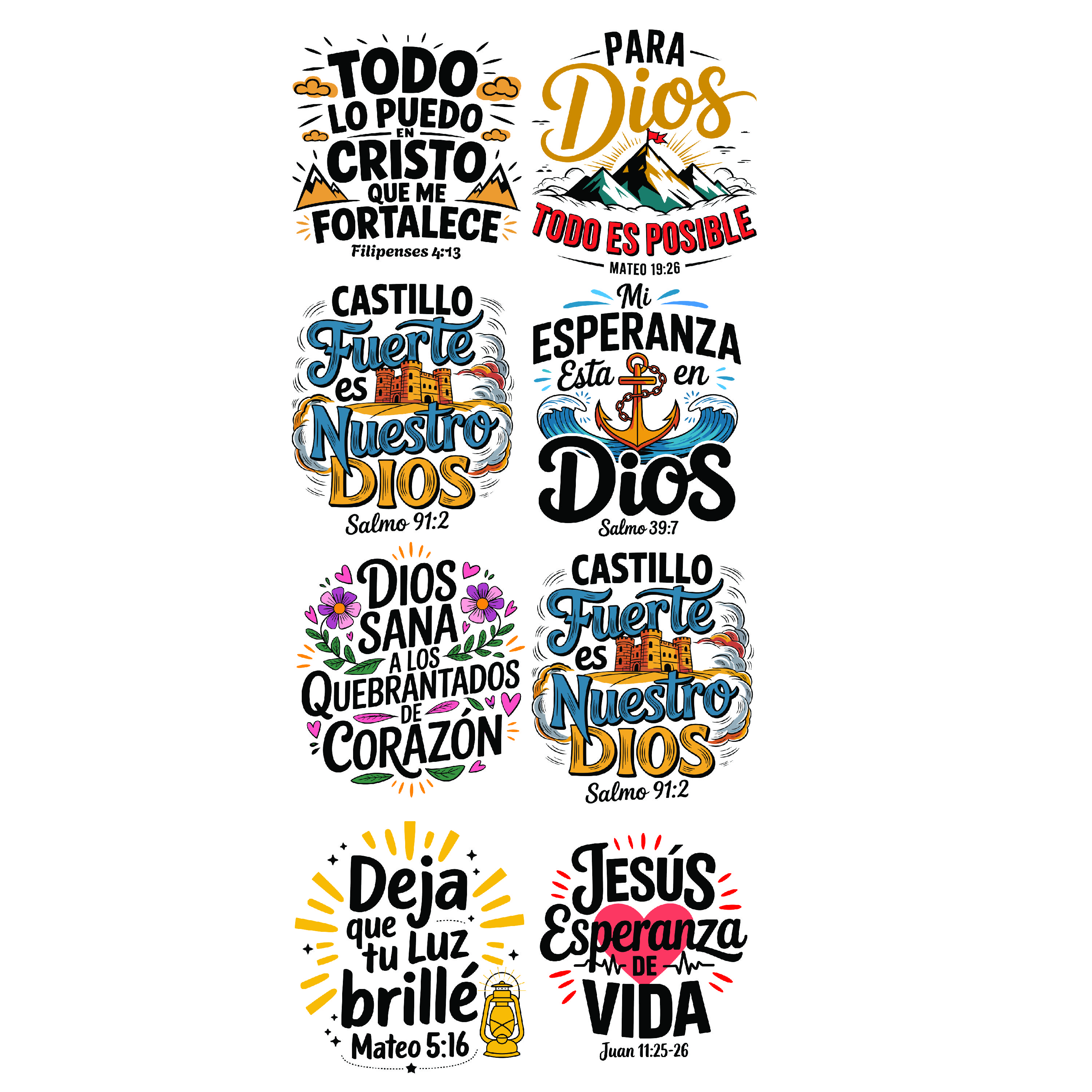 Diseños Cristianos en DTF 10x10 Inches Christian Designs in Spanish for Crafting Projects