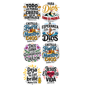 Diseños Cristianos en DTF 10x10 Inches Christian Designs in Spanish for Crafting Projects